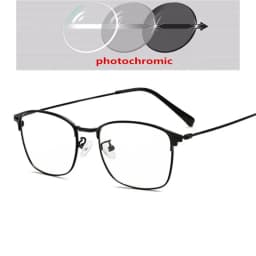 Sun Photochromic Lens Square Nearsighted Glasses Anti-blue Light Computer Prescription Eyeglasses Diopter 0 -0.5 -1.0 To -4.0