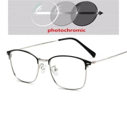 Sun Photochromic Lens Square Nearsighted Glasses Anti-blue Light Computer Prescription Eyeglasses Diopter 0 -0.5 -1.0 To -4.0