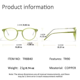Fashion Colorful Spectacles Frame Male Female TR90 Rivet Round Frame Computer Blue Light Blocking Lens Optical Eyeglasses