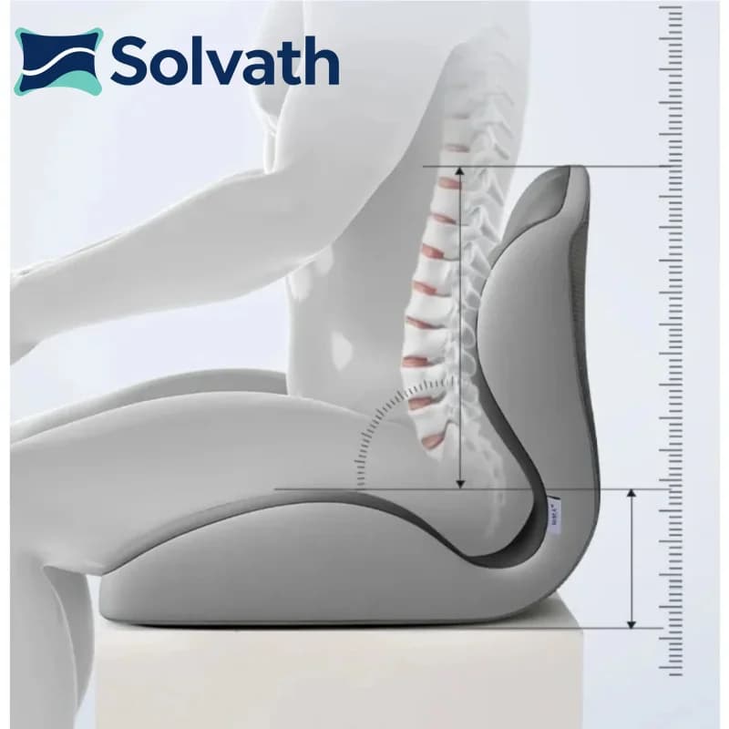 Solvath 2026 New Lumbar Support Memory Foam Cushion Ergonomic Pressure Relief Pad Comfort Sitting for Sedentary Use