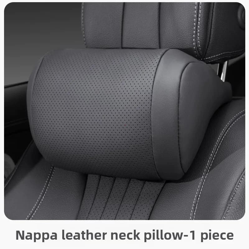 Luxury Nappa Leather Car Seat Headrest Universal Car Interior Seat Protect Neck Pillow Soft and Fluffy, Suitable for All Seasons