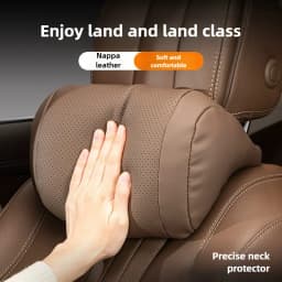 Luxury Nappa Leather Car Seat Headrest Universal Car Interior Seat Protect Neck Pillow Soft and Fluffy, Suitable for All Seasons