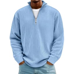 Men Stand Collar Zip Long Sleeve Loose Sweatshirts Casual Male Solid Color Pullover Jackets LRFZ-C448