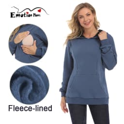 Maternity Hoodied Sweater Winter Thermal Fabric Long Sleeve Breastfeeding Jumpers Nursing Wear Lactation Clothes