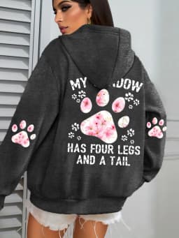 Autumn Womens Hoodies Cute Cat Paw Printing Sweatshirts Warm Fleece Soft Comfortable Pullovers Fashion Loose Female Clothing