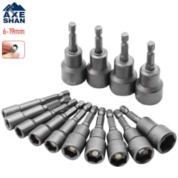 1/4 Hex Shank Magnetic Socket Wrench Bits 6-19mm Hex Nut Driver Sleeve for Electric Drill Screwdriver Impact Driver Repair Tools