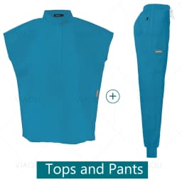 Scrubs Uniforms Sets Medical Nursing Hospital Working Clothes Solid Color Surgical Gowns Breathable Scrub Top Joggers Pants Suit
