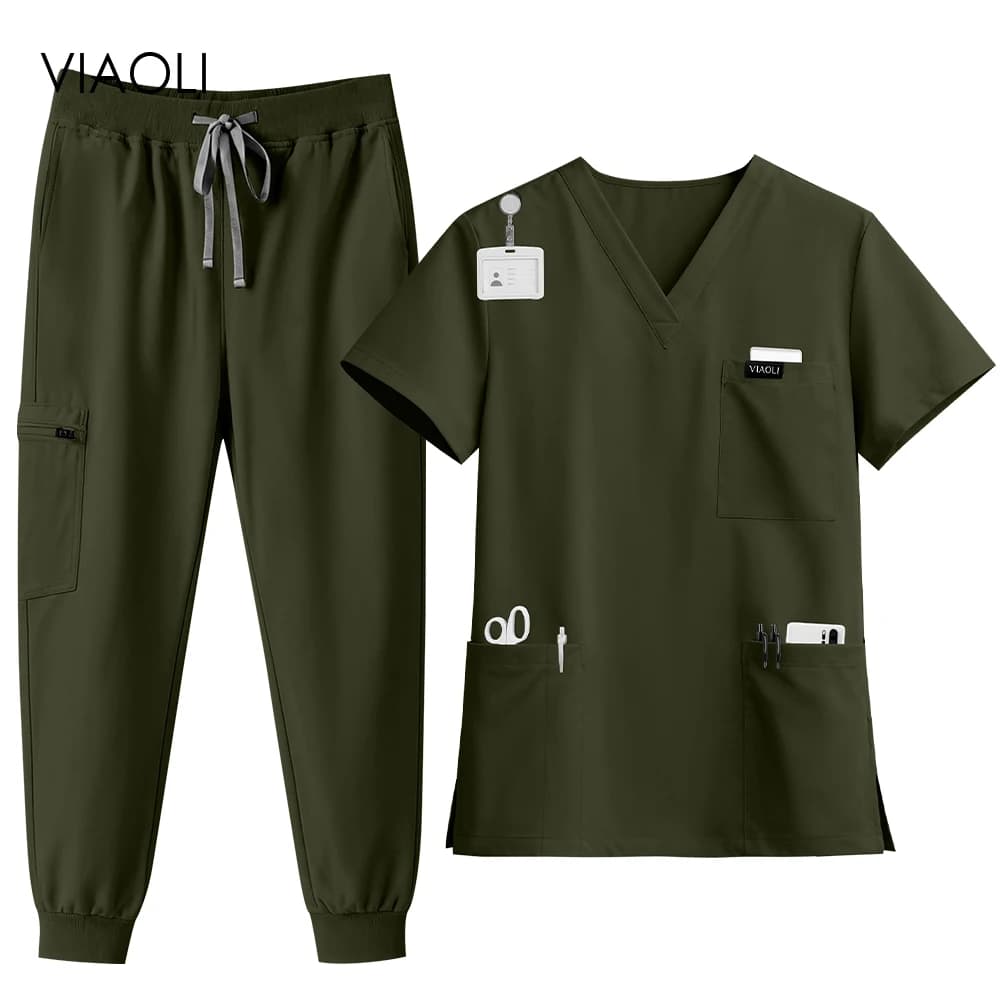 High Quality Clinical Pharmacy Beauty Salon Spa Top+Pants Hospital Surgical Uniform Woman Men Medical Nursing Scrub Uniforms Set