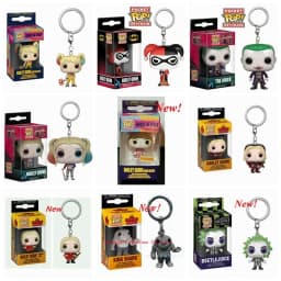FUNKO POP Movies Suicide Squad The Joker Harley Quinn King Shark Keychain Toy Action Figure Collection Toys for Kids with Box