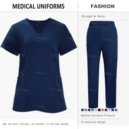 Anti-Wrinkle Premium Fabric Clinical Uniforms Washable Nurse Uniforms Medical Scrubs Sets Surgical Blouse Pockets Straight Pants
