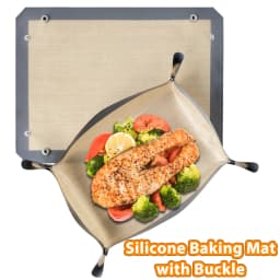 1PC Silicone Fiber Baking Mat with Buckle, Reusable Corners Snap Together to Form Leakproof & Non Stick Baking Tray, Oven Liner