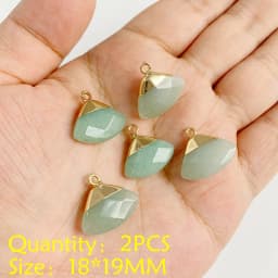 2PCS Necklace Pendant Natural Stone Green Aventurine Ornaments Pendant For Jewelry Making DIY Necklace Bracelet Accessory