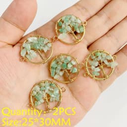 2PCS Necklace Pendant Natural Stone Green Aventurine Ornaments Pendant For Jewelry Making DIY Necklace Bracelet Accessory
