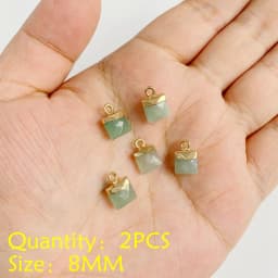 2PCS Necklace Pendant Natural Stone Green Aventurine Ornaments Pendant For Jewelry Making DIY Necklace Bracelet Accessory