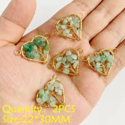 2PCS Necklace Pendant Natural Stone Green Aventurine Ornaments Pendant For Jewelry Making DIY Necklace Bracelet Accessory