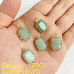 2PCS Necklace Pendant Natural Stone Green Aventurine Ornaments Pendant For Jewelry Making DIY Necklace Bracelet Accessory
