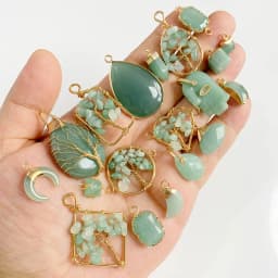 2PCS Necklace Pendant Natural Stone Green Aventurine Ornaments Pendant For Jewelry Making DIY Necklace Bracelet Accessory