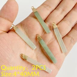2PCS Necklace Pendant Natural Stone Green Aventurine Ornaments Pendant For Jewelry Making DIY Necklace Bracelet Accessory