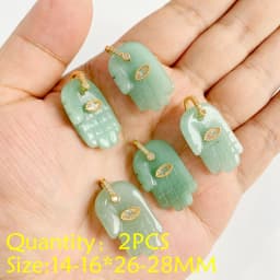 2PCS Necklace Pendant Natural Stone Green Aventurine Ornaments Pendant For Jewelry Making DIY Necklace Bracelet Accessory
