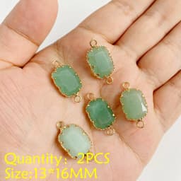2PCS Necklace Pendant Natural Stone Green Aventurine Ornaments Pendant For Jewelry Making DIY Necklace Bracelet Accessory