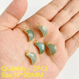 2PCS Necklace Pendant Natural Stone Green Aventurine Ornaments Pendant For Jewelry Making DIY Necklace Bracelet Accessory