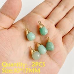 2PCS Necklace Pendant Natural Stone Green Aventurine Ornaments Pendant For Jewelry Making DIY Necklace Bracelet Accessory