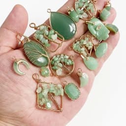 2PCS Necklace Pendant Natural Stone Green Aventurine Ornaments Pendant For Jewelry Making DIY Necklace Bracelet Accessory