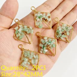 2PCS Necklace Pendant Natural Stone Green Aventurine Ornaments Pendant For Jewelry Making DIY Necklace Bracelet Accessory