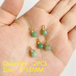 2PCS Necklace Pendant Natural Stone Green Aventurine Ornaments Pendant For Jewelry Making DIY Necklace Bracelet Accessory