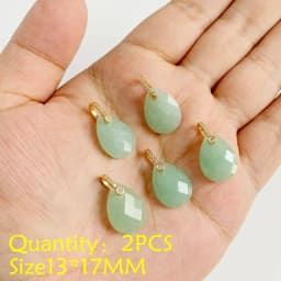 2PCS Necklace Pendant Natural Stone Green Aventurine Ornaments Pendant For Jewelry Making DIY Necklace Bracelet Accessory