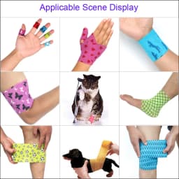 Colorful Printed Self Adhesive Elastic Bandage Wrap Tape 4.8m Sports Protector Bands for Finger Ankle Palm Joint Pet