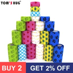 Colorful Printed Self Adhesive Elastic Bandage Wrap Tape 4.8m Sports Protector Bands for Finger Ankle Palm Joint Pet