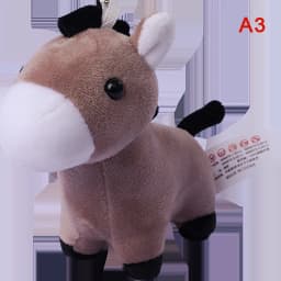 1Pc Lovely Cartoon Animal Brown Horse Alpaca Donkey Giraffe Zebra Soft Stuffed Small Doll Key Ring Pendant Birthday
