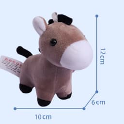 1Pc Lovely Cartoon Animal Brown Horse Alpaca Donkey Giraffe Zebra Soft Stuffed Small Doll Key Ring Pendant Birthday