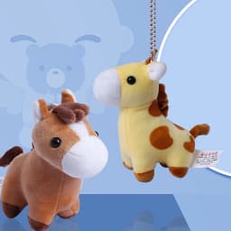 1Pc Lovely Cartoon Animal Brown Horse Alpaca Donkey Giraffe Zebra Soft Stuffed Small Doll Key Ring Pendant Birthday