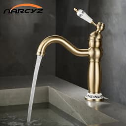 Brass Brushed gold vintage Basin Faucet Bathroom cabinet wash Basin Hot and Cold Water Faucet splash-proof XT-450