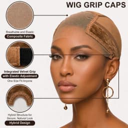 New HD Wig Cap for Women, HD Lace Front Wig Grip Cap with Adjustable Band | Breathable & Glueless | Secure Hold for Lace Wigs, B