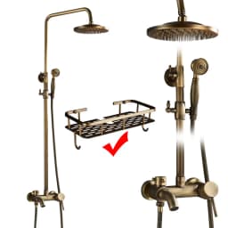 Rozin Brass Antique Bathroom Shower Faucet Set Wall Mount Dual Handle with Handshower + Shelf Brass Bathroom Shower Mixer Tap