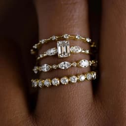 Huitan 4Pcs Rings for Women Gold Color Luxury Wedding Set Jewelry Brilliant Geometric Cubic Zircon New Trendy Female Accessories
