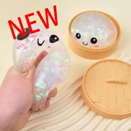 New 9 Styles Glitter Dumpling Glitter Dumpling Squishy with Box Dumplings Sensory Squeeze Toy for Stress Relief