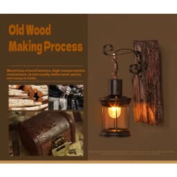 Antique New Style Industrial Wood Wall Sconce Light Rustic Wall Lamp Decorate Wall Light Iron Metal Art for Bar Loft Corridor