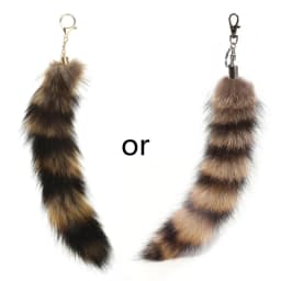 Plush-Fox Tail Keychain Furry Racoon Tail Keyring Keychain 28cm Animal Tail Key-Pendant Pompoms Keyring Holder Bag-Decor