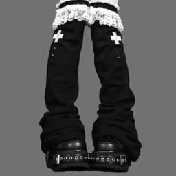 Y2k Lace Knee Length Flare Leg Socks Kawaii Leg Warmers Harajuku Gothic Lolita Women Leg Cover Boots Socks