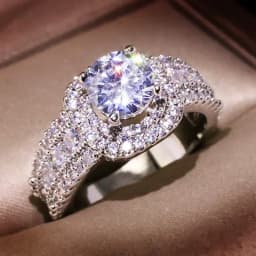 925 Sterling Silver Square Zircon Full Diamond Ring, Ladies Banquet Engagement Party Birthday Gift