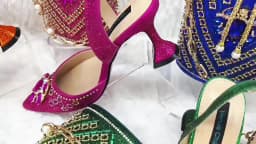 Venus Chan- Green Color High Heels for Ladies Popular Design African Ladies Shoes and Bag Set INS Style Elegant 2024 Newest