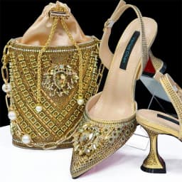 Venus Chan- Green Color High Heels for Ladies Popular Design African Ladies Shoes and Bag Set INS Style Elegant 2024 Newest