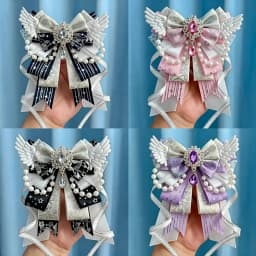 Lolita Angel Wing Bow Handmade Finished Crystal Pearl ItaBag Charm DIY Lolita Bags Clothing Decorations Accessories
