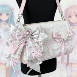 Lolita Angel Wing Bow Handmade Finished Crystal Pearl ItaBag Charm DIY Lolita Bags Clothing Decorations Accessories