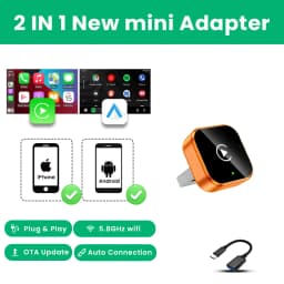 2026 2in 1 Wireless CarPlay Dongle Wireless Android Auto Adapter AI Smart Box 5Ghz WiFi Type-C/USB Plug and Play Car Accessories