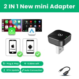 2026 2in 1 Wireless CarPlay Dongle Wireless Android Auto Adapter AI Smart Box 5Ghz WiFi Type-C/USB Plug and Play Car Accessories